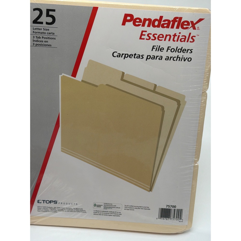 Pendaflex‎ Essentials Manila File Folders Letter Size 1/3 Cut 25 Count 75700